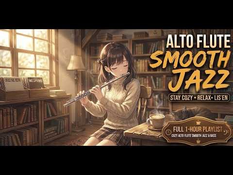 Relaxing Alto Flute Smooth Jazz 🎷 1 Hour+ Coffee Shop BGM | Starlight Cat Cafe