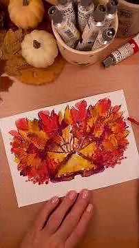 МОНОТИПИЯ ОСЕННИЕ ЛИСТЬЯ🍂#гуашь #рисование #арт #gouache #painting #artshorts #diy #drawing