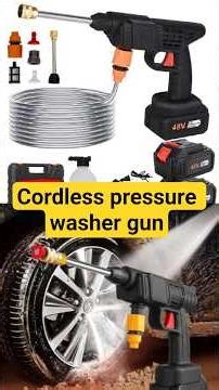 Cordless High Pressure Car Washer Gun with Double Battery #automobile #pressurewashing
