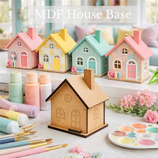 Mini MDF House Blank, DIY Small Wooden Cottage, Miniature House Base for Crafts, Paintable House for Decor, Fairy House DIY, Dollhouse Suppl - Etsy