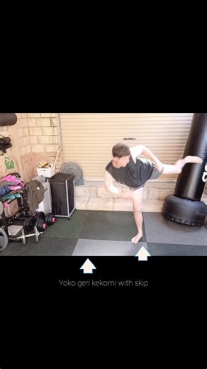 Practicing side kick (Yoko Geri) variations at home, I tried this side kick off the back leg with a skip to cover ground. Is it practical? Does it have a name? Not sure. I couldn't find a video online of anyone else doing this. Skipping side kicks are usually off the front leg. What do you think? #karate #yokogerikekomi | Southern Waters Karate