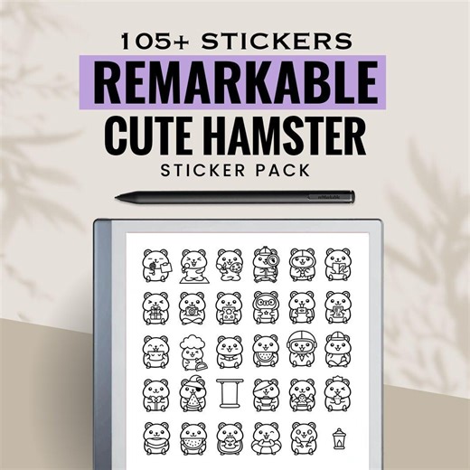 Cute Hamster Digital Sticker Bundle for Remarkable E-ink Tablet Notes - Etsy