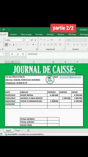 Journal de Caisse - Formation Professionnelle en Excel