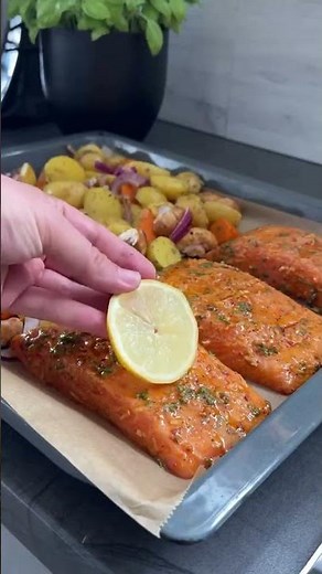 The Easiest Sheet Pan Salmon Dinner with Creamy Lemon Dill Sauce