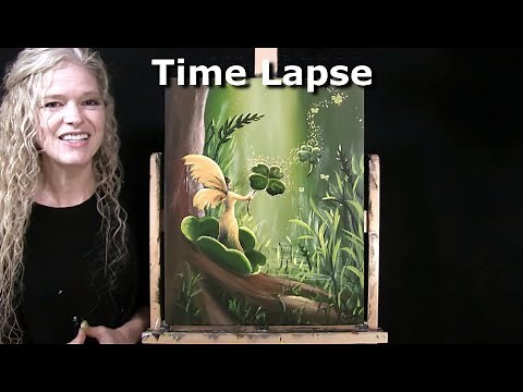 TIME LAPSE-Learn How to Draw and Paint "FOUR-LEAF CLOVER FAIRY" with Acrylics- Beginner Art Tutorial