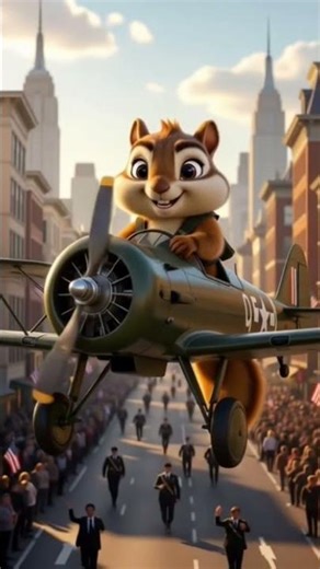 Squirrel Squadron: A Nutty Victory Parade Over the Skies of Manhattan