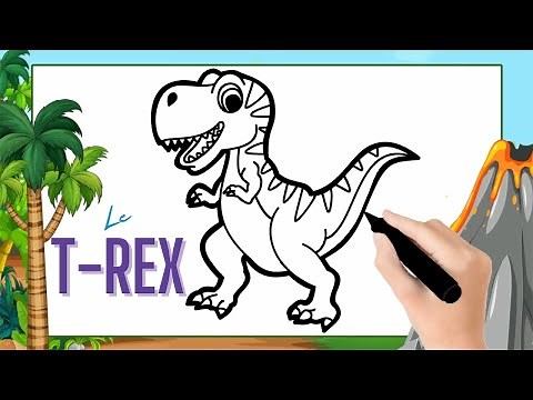 Comment dessiner un T-Rex facilement | Dessin tyrannosaure facile & coloriage par étapes