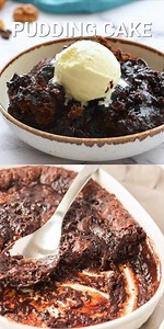 This chocolate pudding cake recipe is a chocolate-lover’s dream --> https://spaceshipsandlaserbeams.com/chocolate-pudding-cake/ It is a cake that makes its own sauce while baking. The ingredients are the same as of any cake, but what brings on the magic of a pudding cake is the extra liquid poured on before baking. This transforms this cake into a moist dessert as the liquid is baked into the cake. The result is a crispy exterior with a decadent pudding-like texture at the bottom. | Spaceships a