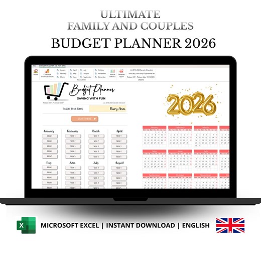2026 Haushaltsplaner Excel Vorlage, englisch (Digitaler Download) - Etsy.de