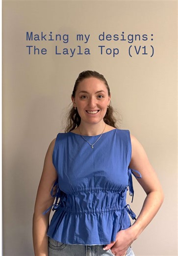 Make a reversible summer top with me 💙 This is the first pattern I have ever drafted myself and I have called it the Layla top, a full breakdown is coming soon! Follow for more, I am already working on version 2 of this top and I can’t wait to share it! #sewtok #sewistsoftiktok #sewinglove #memade #summertop