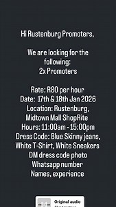 New Job Alert Rustenburg Promoters | Student Promoters