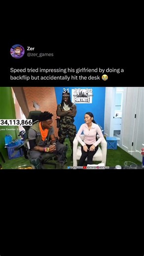 Gaming Memes | Zer 🎮 on Instagram: "Internet streamer iShowSpeed is known for high-energy, unpredictable live broadcasts that often blur the line between performance and spontaneity. During a livestream, he attempted a backflip in a small studio setup, misjudged the space, and collided with nearby furniture, sending a desk and chair flying. The moment unfolded live in front of thousands of viewers and quickly circulated across social media as a reminder of how quickly stunts can go wrong in unc