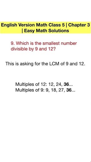 Class Five Math Solutions Chapter 3 English Version | No 9 | Easy Math Solutions Reels #shorts