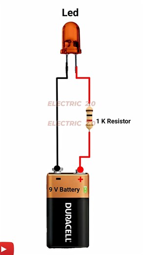 How to connect Led light to 9 volt battery | 3 volt led And 9 volt battery direct connection #fblifestyle | Electric 2.0