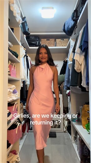 Are we keeping or returning it. Dress by @Aritzia #aritzia #pink #satindress