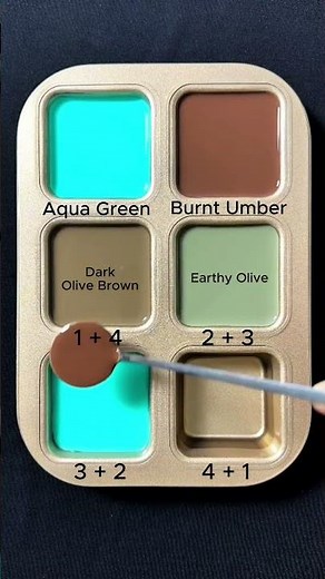 Create 4 colors from 2 colors.#asmr #colors #colormixing #mix #mixingcolors #green #brown