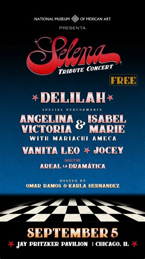 Chicago: Join us for the 2025 Selena Tribute Concert at the beautiful Jay Pritzker Pavilion! Experience an unforgettable night celebrating the music and legacy of Selena, featuring Delilah, along with a special mariachi performance by Angelina Victoria and Isabel Marie Sánchez, with additional performances by Vanita Leo, Chicago’s own Jocey, and DJ Areal La Dramática opening the night. We’re thrilled to welcome Omar Ramos and Karla Hernández back as hosts this year! Visit our website for more de