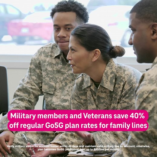 Discounts for Military members and Veterans to keep the whole fam connected👌 | T-Mobile
