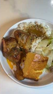 Budget dinner: Creamy Chicken, Fried Cabbage, Rice & Cornbread! 😋 #shorts #foodlover #foodshorts