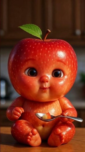 Apple Baby Eating Juicy Apple 🍎 | Cute AI Animation#applebaby#apple#babyfruit#aibaby##viralshorts