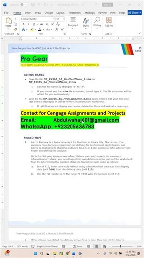 Pro Gear Excel Module 3 SAM Project A #progear