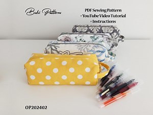 Zippered Pencil Case Sewing Pattern: 4 Sizes, With Video (PDF Pattern) - Etsy