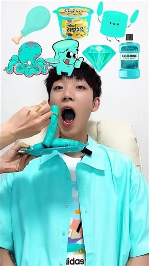 Only BLUE Food Challenge #eating #funny #shorts #southkorea ‪@cure0721‬