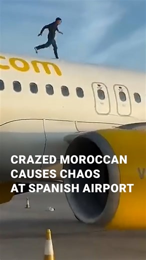 Left Shift on Instagram: "Just when you think you've seen it all at the airport! How did he even get up there? #plane #crazy #moroccan #airport #spain"