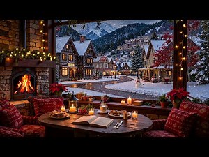 Christmas Village Jazz 🎄Soft Winter Jazz Music & Fireplace Café Ambience for Calm, Relax, Study