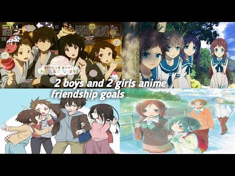 Two boys and two girls friendship goal anime pictures 😍