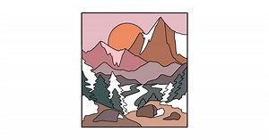 Sunset in the Alps - Landscapes coloring pages for Adults