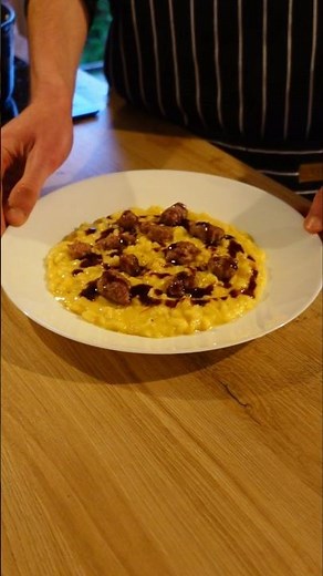 Saffron Risotto with Sausage and Red Wine Reduction!