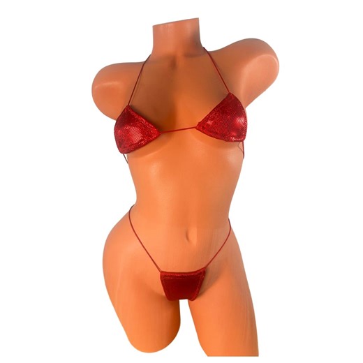 Mini Bikini: Extreme Micro Coverage - Red Metallic Red String - Etsy