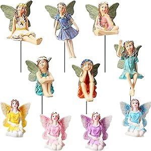 Jetec 10 Pcs Garden Miniatures Fairies Mini Figurine Fairy Accessories Decor for Outdoor Yard Home Decoration(Classic Color)