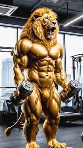 Lion Gym Transformation 💪🦁 | Ultra-Realistic AI Short #lion #ai #aiart #aishorts #aivideo
