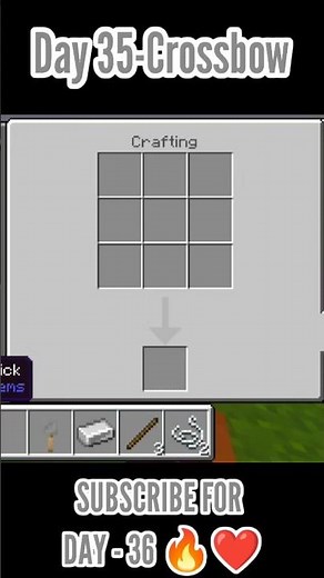 Minecraft Crafting | Day 35 – Crossbow 🏹 #minecraft #mcpe #shorts