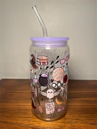 16oz Libbey Glass Can Tumbler | Magical Wizard Aesthetic Cup | Acrylic Lid & Glass Straw | Fantasy Iced Coffee Glass - Etsy Canada