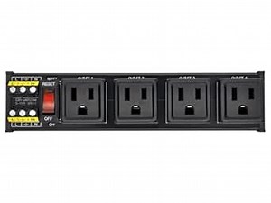 DIN Rail Mount AC 120V NEMA 5-15R 4 Receptacles Outlet Power Strip Module, with Rocker Switch Thermal Circuit Breaker Overload Protector