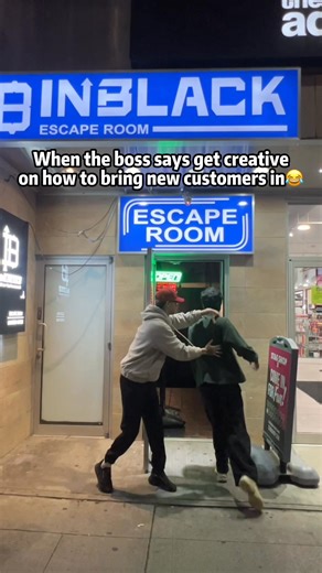 When the boss says get creative on how to bring new customers in😂 #escaperoom #escapegame | InBlack Escape Room