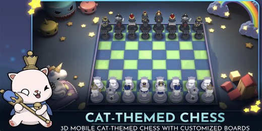 Purrchess, a new chess simulator featuring extensive customization and adorable cat figures, launches onto Android today