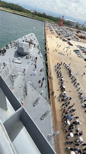 護衛艦みょうこう、艦橋脇からの眺め‼️高すぎて、足がすくんだ〜😂 海上自衛隊 自衛隊新潟地方協力本部