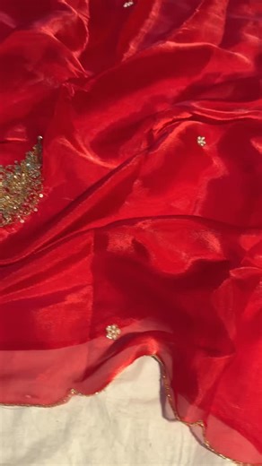 The Surreal Store on Instagram: "Red Colour Premium Shimmery Tissue Silk Designer Handwork Saree with Scallop Borders Price - ₹2499 Freeshipping SKU Code- Add on Customizations Blouse Stitching- ₹799 Ready to Wear- ₹499 Place Order directly on our Website - www.thesurrealstore.com Place order via DM and WhatsApp on 8470936793 #saree #sareefashion #banarasisaree #designersaree #tissuesilksaree"