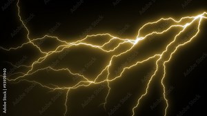 4k Lighting Strike Packs Animation, Yellow Color.