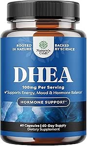 DHEA Supplement for Women & Men - Pure DHEA 100mg for Hormone Balance, Improves Mood Stability, Brain Function, Immune System, Energy & Fertility - Dehydroepiandrosterone Capsules for Adults - 60 Ct