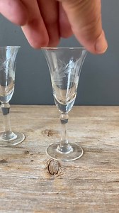 2 - 1950s Etched Cordial Glasses - Set of 2 Etched Leaves Cordial Glasses - Footed Cordial Glasses - Etsy
