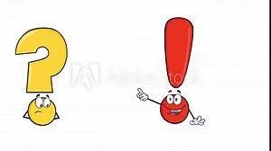 Question Mark And Exclamation Mark Cartoon Characters. 4K Animation Video Motion Graphics Without Background
