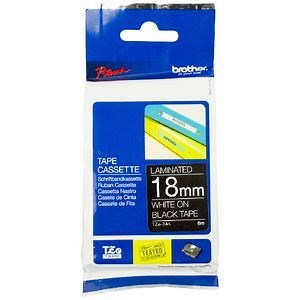 Brother TZe-345 Laminated Tape 18mm x 8m White on Black