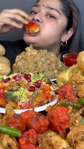 ASMR: EATING PHUSKA,ALO CHAT,SAMOSA🔥,PAKORA||MUKBANG||ASMR SHOW||ASMR SHORTS