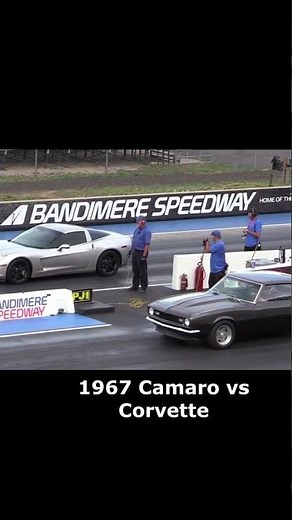1967 Camaro vs Corvette – Classic Muscle Car Drag Race! #carshorts #dragracing