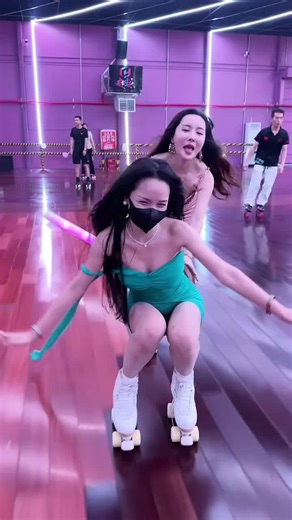 Beautiful Roller Skating Girl Showcases Skilful Moves